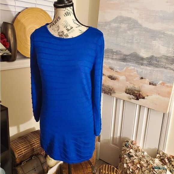 Dana Buchman Blue Crewneck Crochet Unlined Blouse Sz S - Picture 1 of 10